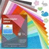 bastelfreund® Bastelkartonpapier 50x Blatt Glitzerpapier Glitterpapier 300 g/m2 - A4 Bedruckbar Basteln, 250 g/m2