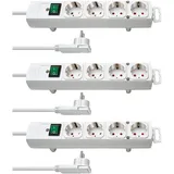 Brennenstuhl Comfort-Line Plus Steckdosenleiste 4-Fach (Steckerleiste mit Flachstecker und Schalter, Mehrfachsteckdose mit 2m Kabel und extra Breiten Abständen der Steckdosen) weiß (3er Pack)