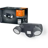 LEDVANCE SMART+ Outdoor-Wandleuchte mit Kamera, warmweißes LED-Licht (3000K), 2 Leuchtenköpfen aus hochwertigen Metall, integrierter Lautsprecher, Memory Card, smarte WIFI-Technologie, IP44