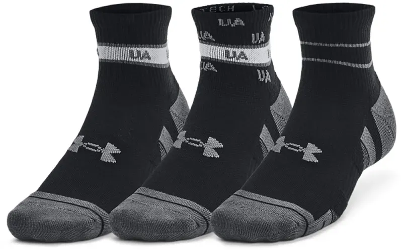 3er Pack UNDER ARMOUR Performance knöchelhohe Tech Socken 001 - black/black/castlerock S (31.5-36.5)