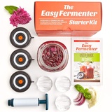 Nourished Essentials fermentieren starter set (3 einmachgläser schraubdeckel, 3 fermentiergewichte, pumpe) weckgläser nicht enthalten. Machen Sie Kimchi, Sauerkraut einfach