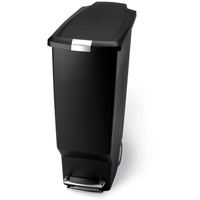 Simplehuman 40 Liter schmaler Treteimer, schwarzer Kunststoff - 16,5x16,5x28