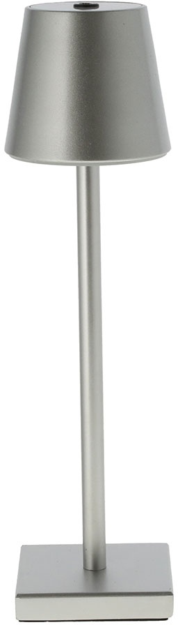 Außen Tischleuchte Tischlampe silber LED Touchdimmer Akku dimmbar Gartenleuchte USB, Eisen, 8x LED warmweiß, LxBxH 12x12x38 cm