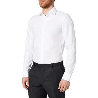 Seidensticker Herren Slim Bügelfrei Kent Extra Langer Arm Businesshemd, Weiß (Weiß 01), 42 EU
