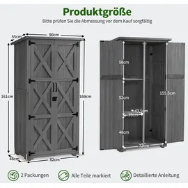 MCombo Gartenschrank 90 x 55 x 169 cm Grau