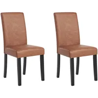 Beliani Esszimmerstuhl 2er Set Kunstleder Goldbraun