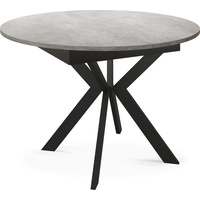 WFL GROUP Esstisch Lily (1 Tisch), Ausziehbar Runder Tisch mit schwarzen Metallbeinen grau