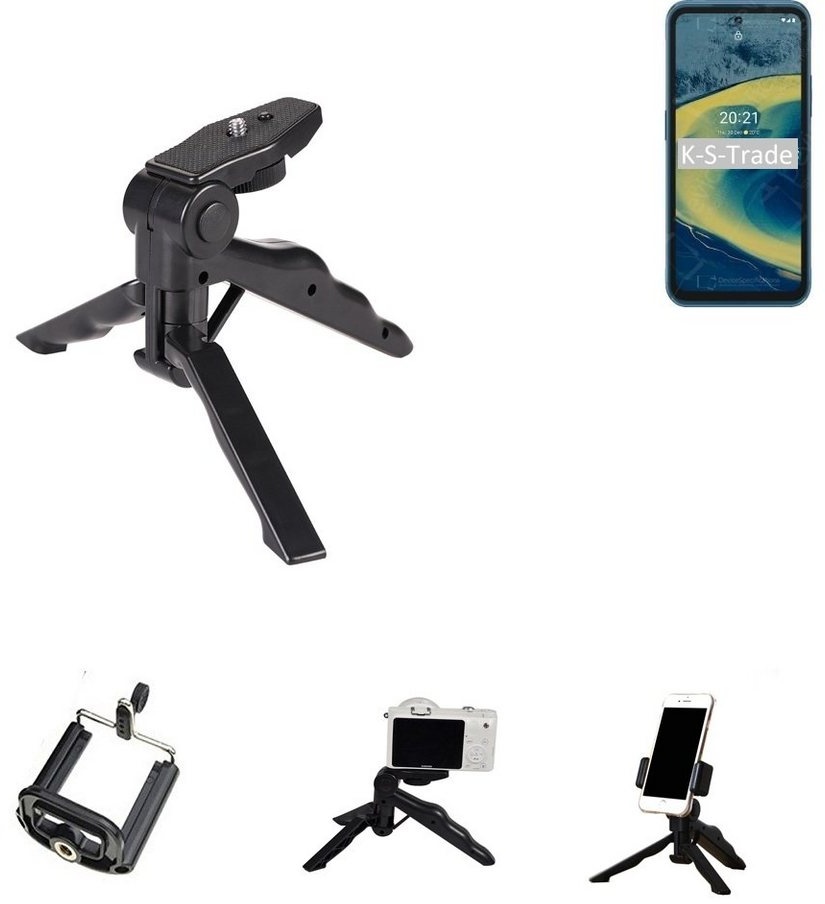 K-S-Trade für Nokia XR20 Smartphone-Halterung, (Stativ Tisch-Ständer Dreibein Handy-Stativ Ständer Mini-Stativ) schwarz