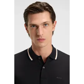 Boss Poloshirt Penrose 38 aus Baumwolle mit gestreiftem Kragen, slim fit schwarz XXL (54)