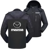 Seroni Gepolsterte Herren-Skijacken Für Mazda Grafische Skianzüge Patchwork-Windjacke Abnehmbare Kapuze Mäntel Durchgehender Reißverschluss Oberbekleidung-Black||XL - XL