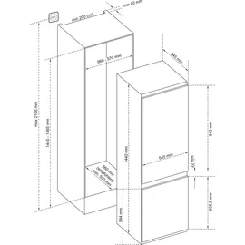 Telefunken Einbau-Kühl-Gefrierkombination Einbaukühlschrank mit Gefrierfach 144cm Nische 211 Liter Less Frost