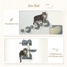 PawHut Katzen Kletterwand 4-teilig 40 x 28 x 73 cm grau