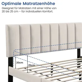 home collective Polsterbett 140x200 und 160x200 cm Doppelbett mit weichem Bezug Bettgestell, vertikaler Steppung, 140x200 cm, Beige - Beige