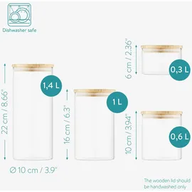 Navaris Glasbehälter Set 4-teilig transparent 1 l