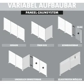 Ambiente Home Anbauzaun Paneel 150 124,2 x 180 cm Grau/Aluminium