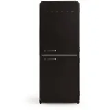 CREATE / RETRO FRIDGE FRIDGE COMBI 185 BLACK/Kombi-Kühlschrank mit Gefrierfach 401L in Schwarz, Griff Schwarz / 190W, No Frost System, 3 Ablagen, 2 Schubladen, Temperaturregler, 70x65x185 cm
