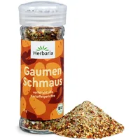 Herbaria Gaumenschmaus bio 55g Streuer – fertiges Bio-Bratkartoffelgewürz für Kartoffeln & Gratin - mit erlesenen Zutaten - im praktischen Glas-Gewürzstreuer