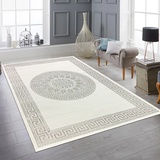 Teppich-Traum Wohnzimmer Schlafzimmer Teppich Kurzflor Designerteppich Orient modern edel elegant glänzend Creme grau 140x200 cm