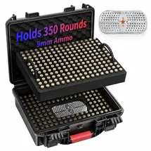 kinghardcase 350 Runde Kugel-Verriegelungs-Aufbewahrungskoffer -Wasserfeste Munitionskiste - für 9x19mm Parabellum/9mm Luger,.40 S&W, 380ACP, 38 S&W, 356 TS&W,7,63mm Mannlicher,8mm Steyr,.357SIG.