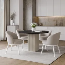 design möbel Beistelltisch CUBO Ø100 cm Metalltisch Wohnzimmertisch CASHMERE/SCHWARZ