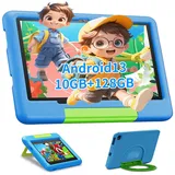 Kinder Tablet 10 Zoll Android 13, 10 GB RAM + 128 GB ROM / TF 1 TB, Octa-Core, 1080P IPS-Display, 6000 mAh, Dual-Kamera, WiFi, Kids Tablet mit Kindersicherung, Bildungssystem, EVA-Schutzhülle, Blau