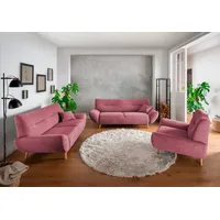 Home affaire Polstergarnitur Drago elegant und zeitlos, komfortabel, moderne Formensprache, (Set, 3-tlg., 3-Sitzer, 2-Sitzer und Sessel), Set 3-2-1, bequem, verschiedene Bezüge, inkl. 2 Zierkissen rosa