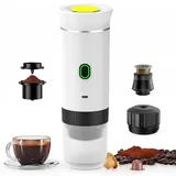NCONCO Tragbare Espressomaschine für die Reise, Elektrische Kaffeemaschine für das Auto, 12V Auto- Kaffeemaschine Selbstheizend mit USB- C, für Auto und Zuhause 3 in 1 Camping- Kaffeemaschine (Weiß)