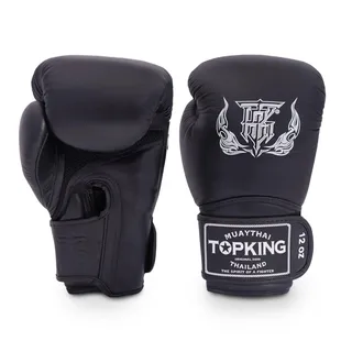 Top King Super Air atmungsaktive Lederhandschuhe Muay Thai Boxhandschuhe für Training oder Sparring – Schwarz, 400 g