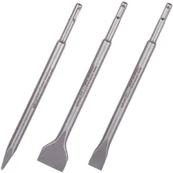 wolfcraft Meißel Set 3 teilig, SDS plus Schaft, Spitzmeißel, Flachmeißel & Spatmeißel, 250 mm