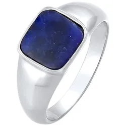 Elli PREMIUM Ring Siegelring Sodalith Quadrat Klassik 925 Silber 54 Damen 