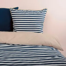 tom tailor / h.& w. schmänk gmbh & co. kg Wendebettwäsche Gestreift Beige/Blau 155 x 220 cm + 80 x 80 cm