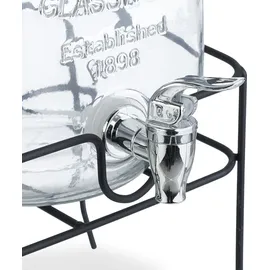Relaxdays Getränkespender mit Ständer, 2er Set, Limobehälter 4L, Zapfhahn und Deckel, Wasserspender, Glas, transparent - Transparent