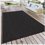 Paco Home Outdoor Teppich Für Terrasse Und Balkon Küchenteppich Einfarbig Modern Schwarz, Grösse:300x400 cm