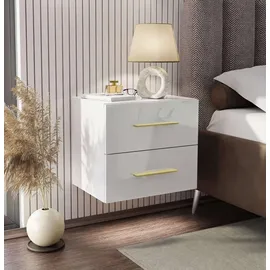 lookway Nachtschrank LINA LUX 45 x 41,8 x 38,5 cm Gold/Weiß
