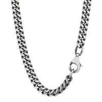 NKlaus Silberkette Halskette 45cm Panzerkette 925 Sterling Silber oxidiert 3,6mm breit di, Made in Germany silberfarben