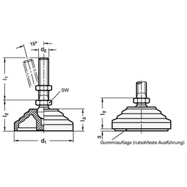 Ganter Normelemente Gelenkfuß 344-60-M8-43-BG 60 mm x 43 mm