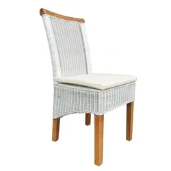 Amagohome Esszimmer Stühle Set Rattanstühle Perth 4 Stück weiß Esstisch Stühle Korbstühle nachhaltig : mit Sitzkissen