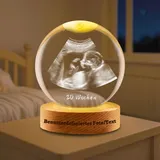 Personalisierte Foto-Kristallkugel, Benutzerdefinierter Name/Text/Bild Individuelles 3D Ultraschall Foto Geschenk zur Weihnachten Muttertag Jahrestag (Ultraschall glaskugel)