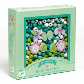 Djeco DJ09808 Schmuckset Holzperlen Blätter und Blumen