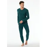 SCHIESSER Schlafanzug SCHIESSER ""Casual Essentials"" Gr. 54, blau (811-pertrol) Herren Homewear-Sets mit bequemen Bündchen