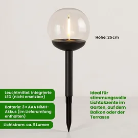 Star Trading LED-Solar-Wegleuchte 'Globe', 3er Set, weiß/schwarz