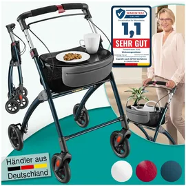 eloneo Wohnungsrollator 54cm faltbar und leicht mit Tablett anthrazit