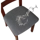 LANSHENG Wasserdicht Stuhlhussen 4er Set, Abnehmbarer Waschbarer Stuhlbezug Sitzfläche, Stretch Stuhlhussen für Esszimmer Restaurants Küchen Hotels (Grau, 4er Set)