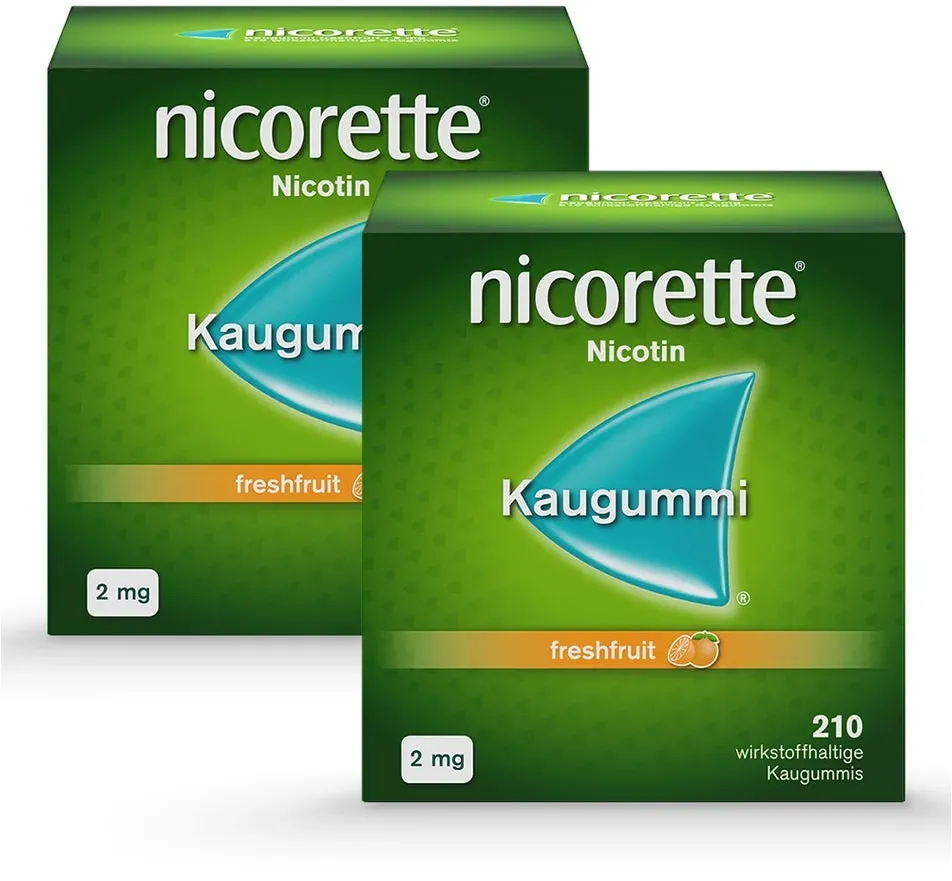 nicorette Kaugummi 2mg freshfruit zur Rauchentwöhnung 2 St