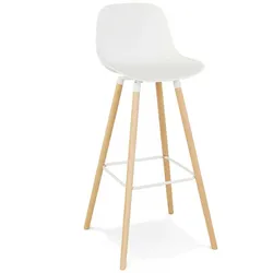 Barhocker Ergonomisch Holz Kunststoff | Barstuhl mit Fußstütze | Trendiger Hocker mit Rückenlehne | Skandinavischer Stil | Kadima Design