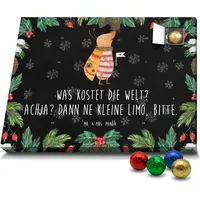 Mr. & Mrs. Panda Schoko Adventskalender Nachtfalter Fähnchen - Schwarz - Geschenk, Tiere, Gute Laune, niedlich, Spruch witzig, Was kostet die Welt... - Schwarz