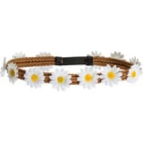 Amakando 70er Jahre Blumenkranz Margeriten Haarschmuck Flower Power Stirnband Hippie Haarband Karnevalskostüme Accessoires Blumen Haar Schmuck Gänseblümchen Kopfschmuck