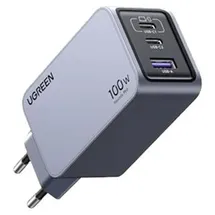 UGREEN 100W GaN Tech Nexode Pro Fast Wall Charger, 1x USB-A & 2x USB-C Space Grey