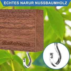 luxuskollektion Magnetleiste Messerhalter aus Walnussholz mit 2 Haken