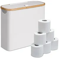 Relaxdays Toilettenpapier Aufbewahrung 12 Rollen, Weiß,Hellbraun